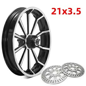 21x3.5 フロントホイール デュアル ディスク ハブ ローター付き ハーレー ツーリング ロード グライド 09-23用 21x3.5 Front Wheel Dual Disc Hub w/ Rotors for Harley Touring Road Glide 09-23 【並行輸入品】