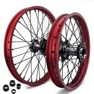 ホンダ 21/18 ホイールセット CRF250R CRF450R 04-12 CR125R CR250R レッドリム黒ハブ For HONDA 21/18 Wheels Set CRF250R CRF450R 04-12 CR125R CR250R Red Rim Black Hub 【並行輸入品】