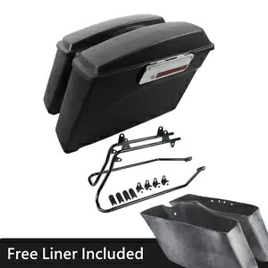 マットブラックサドルバッグ、変換ブラケット付き、ハーレーソフテイル 84-16 15 に適合 Matte Black Saddlebags with Conversion Bracket Fit For Harley Softail 84-16 15 【並行輸入品】