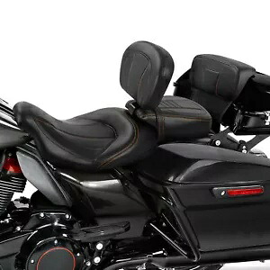 運転席、助手席、フロントリアバックレスト付き、ハーレーツーリング2014以降に適合 Driver Passenger Seat w/ Front Rear Backrest Fit For Harley Touring 2014-later 【並行輸入品】