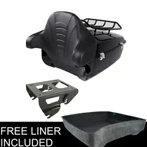 キングパック トランク バックレスト パッド & ソロ ラック ハーレー ツアー パック ツーリング 14-UP に適合 King Pack Trunk Backrest Pad & Solo Rack Fit For Harley Tour Pak Touring 14-UP 【並行輸入品】