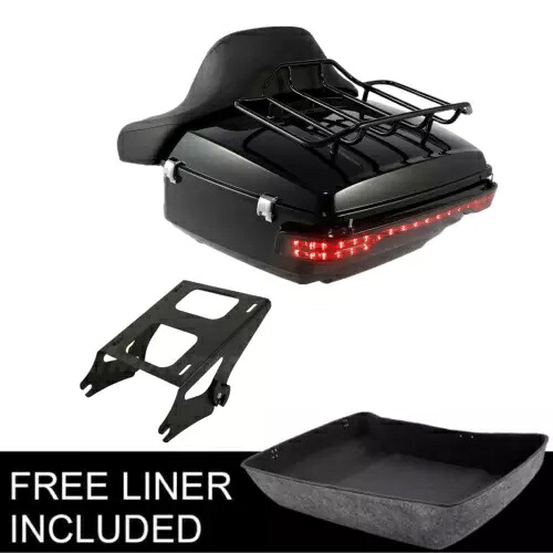 ブラックキング トランクマウントラック + テールライト ハーレーツーリングロードグライド 14-UP に適合 Black King Trunk Mount Rack +Tail Light Fit For Harley Touring Road Glide 14-UP 【並行輸入品】