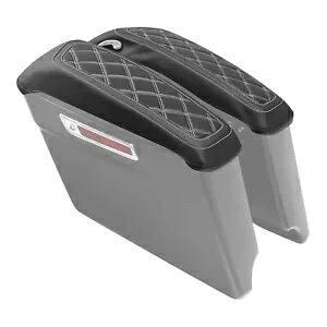 ブラック ホワイト サドルバッグ蓋カバー ハーレー ツーリング ロード グライド キング 14 アップに適合 Black White Saddlebag Lids Covers Fit For Harley Touring Road Glide King 14-up 【並行輸入品】