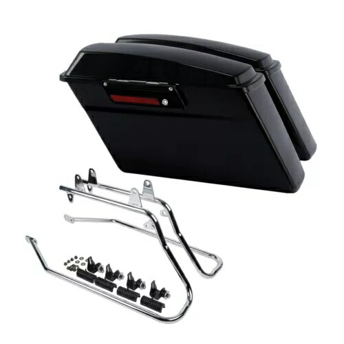Vivid サドルバッグ ブラック ラッチ 変換ブラケット付き ハーレー ソフテイル 84-17 に適合 Vivid SaddleBags Black Latch w/Conversion Bracket Fit For Harley Softail 84-17 【並行輸入品】