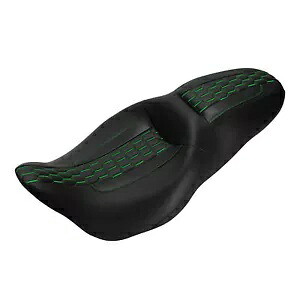 運転席&助手席グリーンステッチ ハーレーツーリングロードキング 09-23 22に適合 Driver & Passenger Seat Green Stitches Fit For Harley Touring Road King 09-23 22 【並行輸入品】