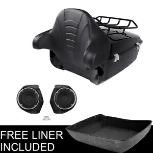 キング トランク トップ ラック バックレスト スピーカー付き ハーレー ツアーパック ツーリング 14 年以降に適合 King Trunk Top Rack Backrest w/Speakers Fit For Harley Tour Pak Touring 14-later 【並行輸入品】