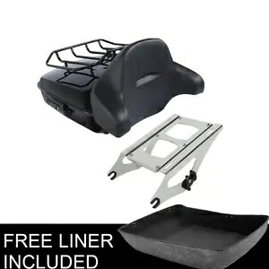 チョップドパック トランク バックレスト マウントラック付き ハーレー ツアーパック ツーリング 14-23 に適合 Chopped Pack Trunk Backrest w/Mount Rack Fit For Harley Tour Pak Touring 14-23 【並行輸入品】