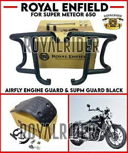 スーパーメテオ650用ロイヤルエンフィールド「エアフライエンジンガード＆サンプガードブラック」に適合 Fits Royal Enfield \