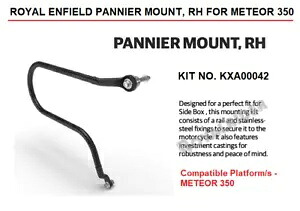 ロイヤルエンフィールド「パニアマウントキット、RH」METEOR 350用に適合 - 速達発送 Fits Royal Enfield \