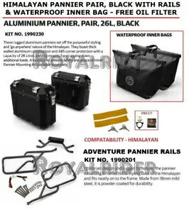 エンフィールド ヒマラヤ & スクラム ブラック パニア & レール & インナーバッグ & オイルフィルターに適合 Fits Enfield HIMALAYAN & SCRAM BLACK PANNIER & RAILS & INNER BAGS & OIL FILTER 【並行輸入品】