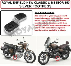 ロイヤルエンフィールド「ニュークラシック＆シルバーフットペグ」METEOR 350用に適合します。 Fits Royal Enfield \