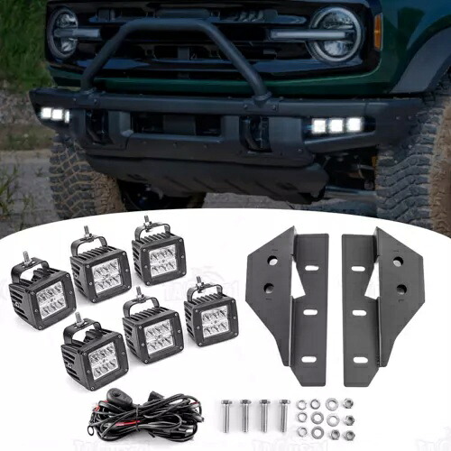 21 22 23 24 フォードブロンコ左右フロントバンパー LED フォグライトキット + マウント + ワイヤー For 21 22 23 24 Ford Bronco Left Right Front Bumper LED Fog Light Kit+Mount+Wire 【並行輸入品】
