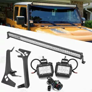 50インチ + 3インチ ライトバーコンボ フロントガラスマウント付き ワイヤー 2018-2024 Jeep Wrangler JL用 50\