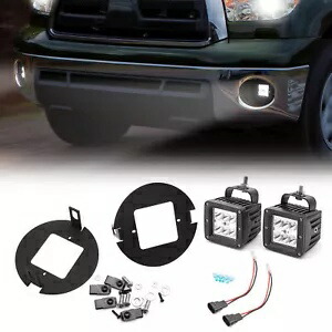 LED フォグランプフロントバンパーランプ + 配線 + ブラケット 2007-2013 トヨタ タンドラ LED Fog Lights Front Bumper Lamps+ Wiring+ Brackets For 2007-2013 Toyota Tundra 【並行輸入品】
