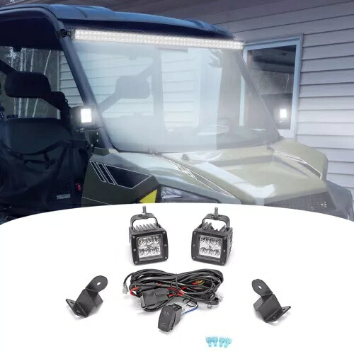 WEISEN A ピラー 24 ワット LED ポッドブラケットワイヤーポラリスレンジャー 570 フル/ミッドサイズ用 WEISEN A Pillar 24W LED Pods Bracket Wire For Polaris Ranger 570 Full/Mid size 【並行輸入品】