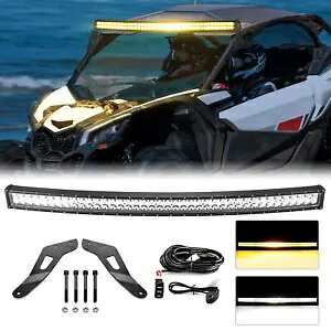 アンバー/ホワイト 52 インチ カーブ ライト バー + ルーフ マウント + ワイヤー 2017-24 Can Am Maverick X3 用 Amber/White 52'' Curved Light Bar+Roof Mount+Wire For 2017-24 Can Am Maverick X3 【並行輸入品】