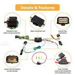 4 ピントレーラーテールライトワイヤーハーネスコネクタジープラングラー JL 2018-2024 4 Pin Trailer Tail Lights Wire Harness Connector For Jeep Wrangler JL 2018-2024 【並行輸入品】