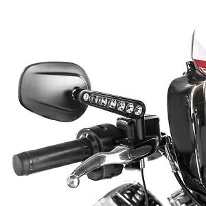 ブラック バックミラー LED ライト ハーレー 883 スポーツスター 1200 XL DYNA SOFTAIL 用 Black Rear View Mirrors LED Light For Harley 883 SPORTSTER 1200 XL DYNA SOFTAIL 【並行輸入品】
