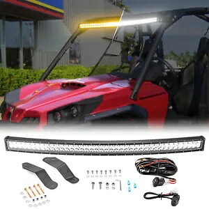 アンバー/ホワイト 42 インチ湾曲ライトバー + ルーフマウント + ワイヤー Can-Am コマンダー 1000 800 用 Amber/White 42'' Curved Light Bar+Roof Mount+Wire For Can-Am COMMANDER 1000 800 【並行輸入品】