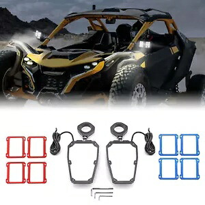 UTV リアビューサイドミラーキット LED ロックライト付き 2024 Can am Maverick R UTV Rear View Side Mirrors Kit with LED Rock Light for 2024 Can am Maverick R 【並行輸入品】