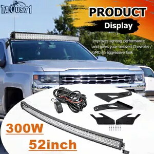 15-18 シルバラード/シエラ 1500 2500/3500HD - 52 インチ LED ライトバー コンボ + ルーフマウント For 15-18 Silverado/Sierra 1500 2500/3500HD - 52\