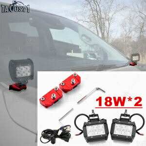 ユニバーサルフード LED ワークライトマウントブラケットクランプホルダー + 18W ワークライトポッド + ワイヤー Universal Hood LED Work Light Mount Bracket Clamp Holder+18W Work Light Pod+Wire 【並行輸入品】