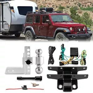 トレーラーヒッチ & 配線 & デュアルボールマウント 2018-2024 ジープラングラー JL/JLU 用 Trailer Hitch & Wiring & Dual Ball Mount For 2018-2024 Jeep Wrangler JL/JLU 【並行輸入品】
