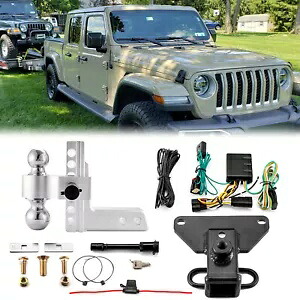 トレーラーヒッチ & 配線 & デュアルボールマウント + ロック 2020-2024 ジープ グラディエーター JT 用 Trailer Hitch & Wiring & Dual Ball Mount + Lock For 2020-2024 Jeep Gladiator JT 【並行輸入品】