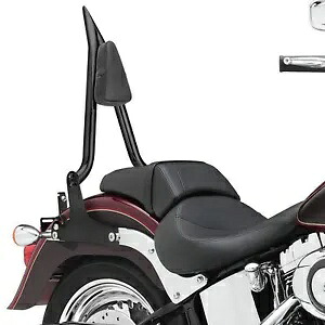 24 インチ ブラック バックレスト シーシーバー ハーレー ファットボーイ ソフテイル スタンダード FXST FXSTC に適合 24\
