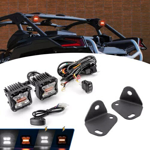 リアルーフ 3 インチ アンバーホワイト ポッド マウント DT ワイヤー 17-24 Can-Am Maverick X3 Max用 Rear Roof 3'' Amber White Pods Mounts DT Wire For 17-24 Can-Am Maverick X3 Max 【並行輸入品】