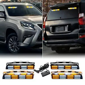 レクサス GX460 NX、RX、LS、RC、LC 4*16 LED 緊急ダッシュストロボライトアンバーホワイト For Lexus GX460 NX,RX,LS,RC,LC 4*16 LED Emergency Dash Strobe Lights Amber White 【並行輸入品】