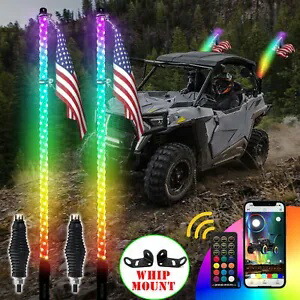 ペア 3FT RGB LED スパイラル ホイップ ライト マウント キット 2022-2024 ポラリス RZR PRO R/R 4 用 Pair 3FT RGB LED Spiral Whip Light Mount Kit For 2022-2024 Polaris RZR PRO R/R 4 【並行輸入品】