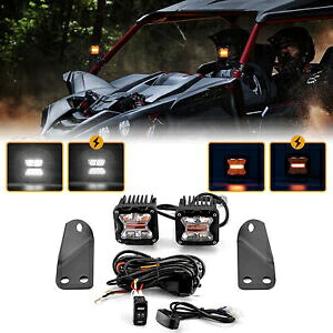 ヤマハ YXZ1000R 3 インチ 40W アンバー/ホワイト ストロボ LED ポッド + A ピラー マウント + DT ワイヤーに適合 Fits YAMAHA YXZ1000R 3'' 40W Amber/White Strobe LED Pods+A-Pillar Mounts+DT Wire 【並行輸入品】