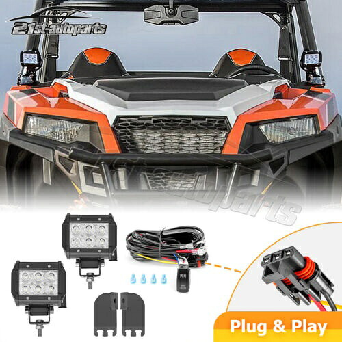 アッパーピラー LED ライトポッドブラケット 19 歳以上のポラリス 4 一般 1000 プロフィットケージ付き Upper Pillar LED Light Pod Bracket For 19+ Polaris 4 General 1000 w/pro fit cage 【並行輸入品】
