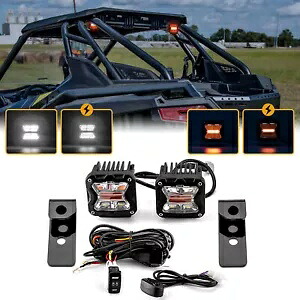 3 インチ アンバーホワイト LED ポッド + リアルーフマウント + DT ワイヤー 2022-2024 ポラリス RZR Pro R 用 3'' Amber White LED Pods+Rear Roof Mount+DT Wire For 2022-2024 Polaris RZR Pro R 【並行輸入品】