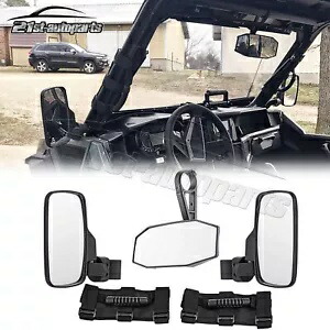 UTV リアビューセンター + サイドミラーグラブハンドルは、Polaris General 1000 2016-24 に適合します。 UTV Rear View Center+Side Mirrors Grab Handles Fits Polaris General 1000 2016-24 【並行輸入品】