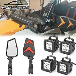 ヤマハ Rhino ウルヴァリンバイキングブレイクアウェイサイドミラー LED ドライビングライトポッド用 For Yamaha Rhino Wolverine Viking Break Away Side Mirrors LED Driving Light Pods 【並行輸入品】