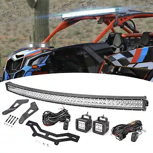 17-24 Can Am Maverick X3 ルーフ 52 インチ LED ライトバー + ショックタワーポッドマウントワイヤー For 17-24 Can Am Maverick X3 Roof 52\
