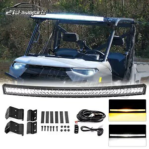 アンバー/ホワイト ストロボ 52 インチ ライトバー + ルーフ マウント + ワイヤー ポラリス レンジャー XP 1000 クルー用 Amber/White Strobe 52\