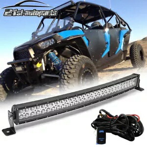 フロントガラス屋根 32 インチ湾曲 LED ライトバーワイヤー 14-2024 ポラリス RZR XP1000/900 用 Windshield Roof 32\