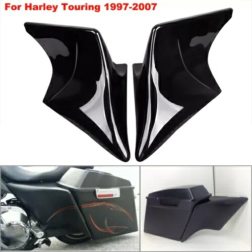 ビビッドブラックストレッチ拡張サイドカバーハーレーツーリング FLHT FLHR 1997-2007用 Vivid Black Stretched Extended Side Cover For Harley Touring FLHT FLHR 1997-2007 【並行輸入品】