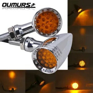 オートバイクローム LED 弾丸アンバーターンシグナルライトハーレーソフテイルホンダ米国 Motorcycle Chrome LED Bullet Amber Turn Signal Light For Harley Softail HONDA US 【並行輸入品】