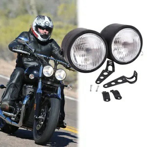 ツインフロントヘッドライト ブラケット付き ハーレーデュアルスポーツバイクストリートファイター用 Twin Front Headlight W/ Bracket For Harley Dual Sport Motorcycle Street Fighter 【並行輸入品】