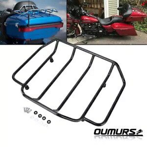 ハーレーツーリングロードキングストリートグライドロードグライド用ブラックラゲッジトップラック~ Black Luggage Top Rack For Harley Touring Road King Street Glide Road Glide US~ 【並行輸入品】