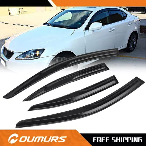 06-13 レクサス IS250 IS350 ISF サイドウィンドウバイザーレインサンガードディフレクター 4 個 For 06-13 Lexus IS250 IS350 ISF Side Window Visor Rain Sun Guard Deflectors 4PCs 【並行輸入品】