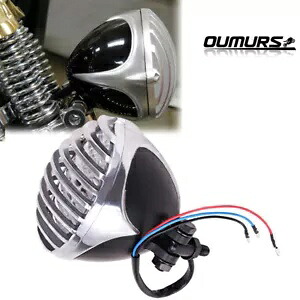 ハーレークルーザーチョッパーボバー用ブラッククロームヘッドライトフィンプリズングリル Black Chrome Headlight Finned Prison Grill For Harley Cruiser Chopper Bobber 【並行輸入品】