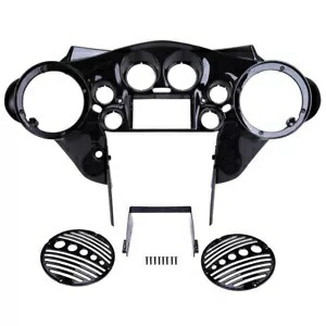 ビビッドブラック ダブル DIN インナー 8 インチ バットウィング フェアリング ハーレー ツーリング グライド 1998-13 用 Vivid Black Double DIN Inner 8\