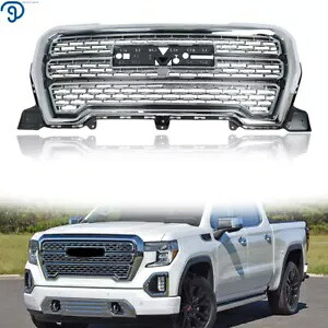 2019-2021 GMC シエラ 1500 デナリ フロントバンパーアッパーグリル クロームプラスチック For 2019-2021 GMC Sierra 1500 Denali Front Bumper Upper Grille Chrome Plastic 【並行輸入品】