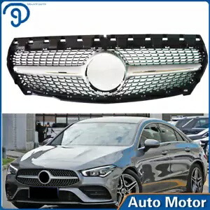 メルセデスベンツ R117 W117 CLA CLA250 2013 ? 2016 ダイヤモンドスターグリルシルバーに適合 Fit For Mercedes Benz R117 W117 CLA CLA250 2013~2016 Diamond star grille Silver 【並行輸入品】