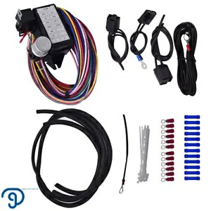 ユニバーサル 12 回路、14 ヒューズ付きホットストリートロッドクラシックカー用配線ハーネス Universal 12 Circuit w/ 14 Fuse Wiring Harness For Hot Street Rods Classic Cars 【並行輸入品】
